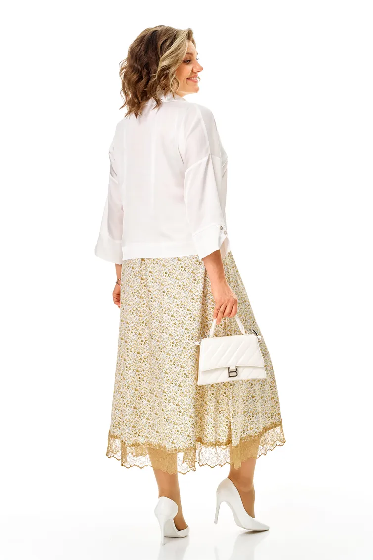 Set Anastasia #1322 belyj+cvety