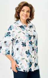Blouse BelElStyle 877-326 sinie cvety