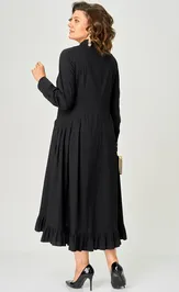 Sukienka EVA GRANT 7338 chernyj s otdelkoj