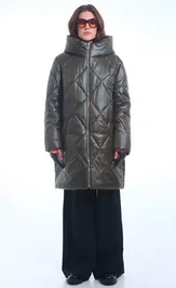 Пальто Elema 5-1072 тёмно-зелёный 164