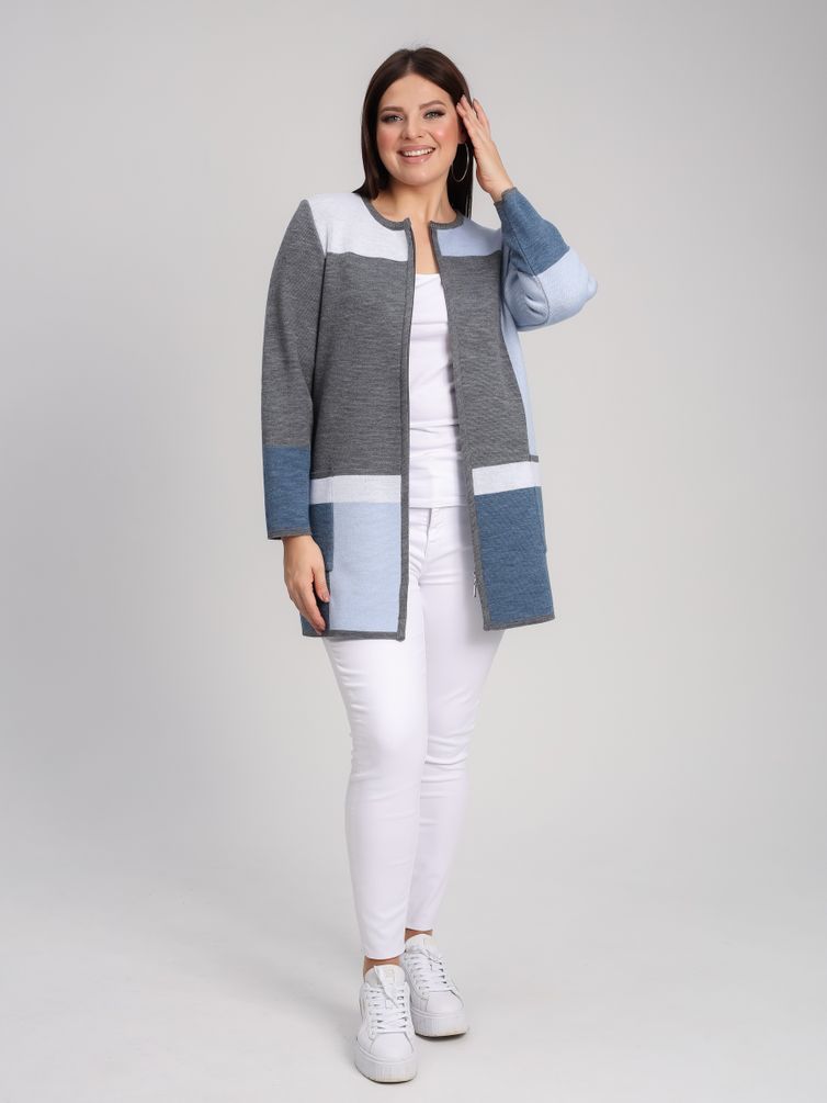 Sweter BONADI #1933 seryj-goluboj