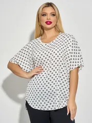 Bluzka DORA plus #0250-1 myagkij belyj