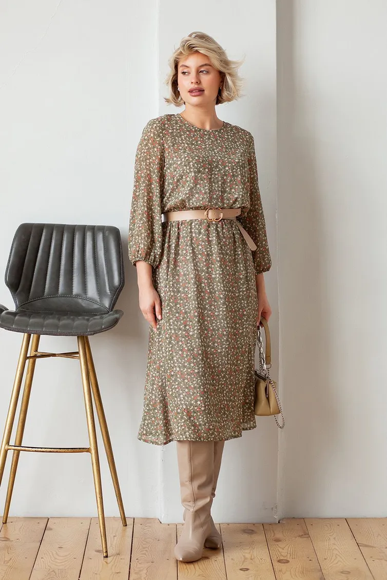 Dress TOOK A LOOK & Angelika #MP-23 cvety na olive