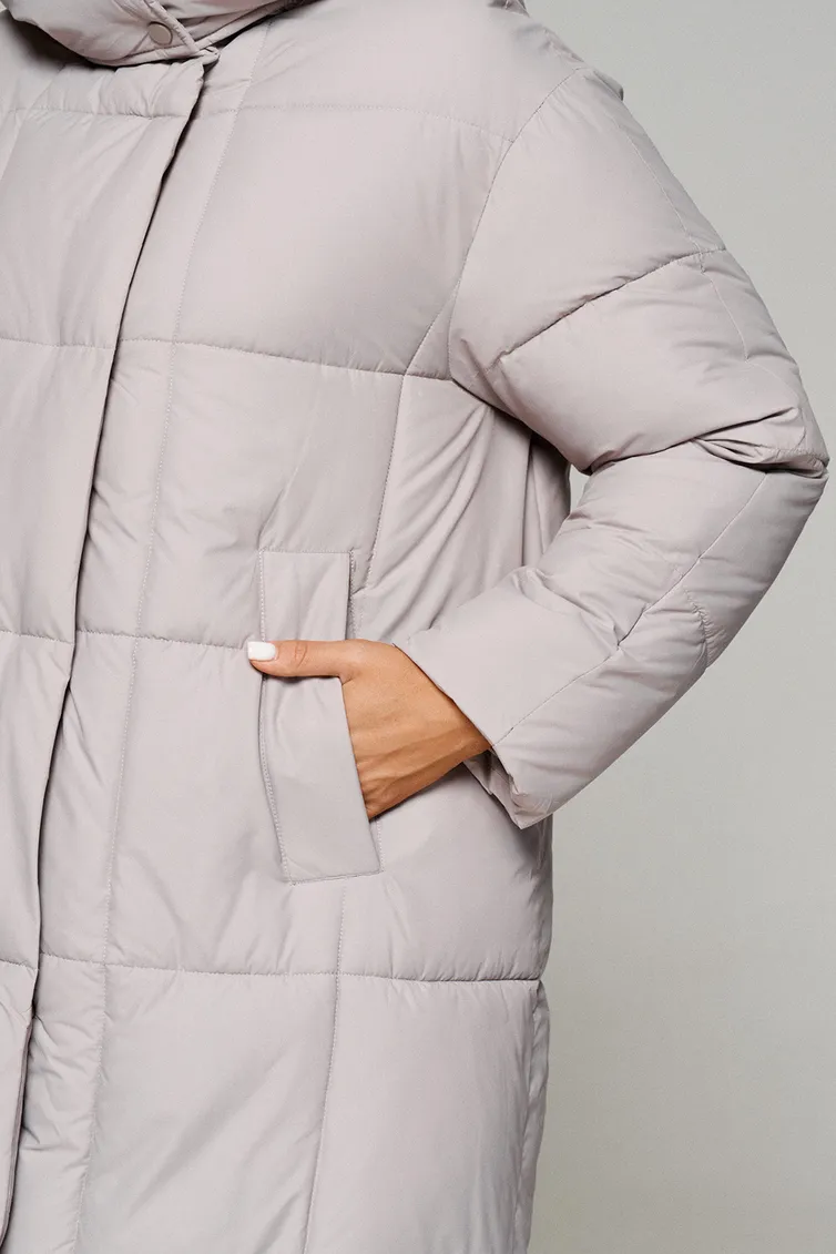 Coat Beautiful & Free #6247 sero-bezhevyj