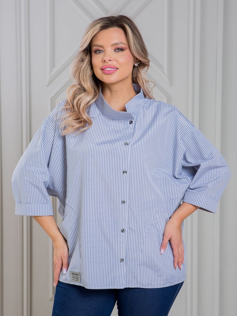 Блузка NOVITA арт. 1423 серая клетка