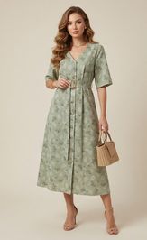 Dress GIZART 5299 salatovo-zelenyj, print cvety