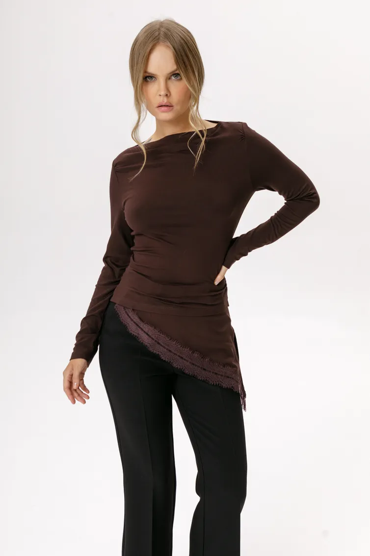 Bluzka Pirs #6571 korichnevyj