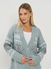 Кардиган Newvay арт. 9242-91045 тополь серебристый/бел/титаниум