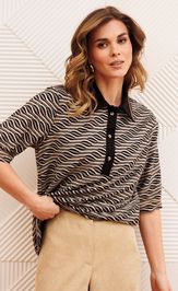 Джемпер GIZART 15380 серо-бежево-черный