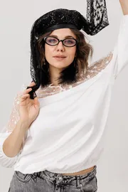 Blouse Anelli Laurel #1790 farforovoe kruzhevo