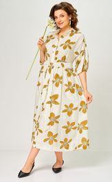 Платье Milora 1451 молочный/ горчичные цветы