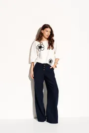 Trousers Elletto Life #12393 temno-sinij
