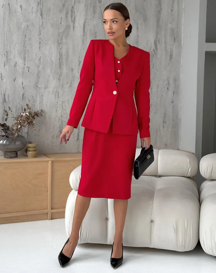 Suit Dilana Vip #2106 kostyum krasnyj