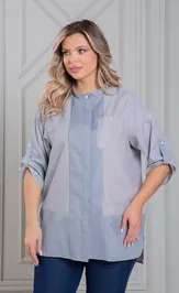 Блузка NOVITA 1472 серая полоска