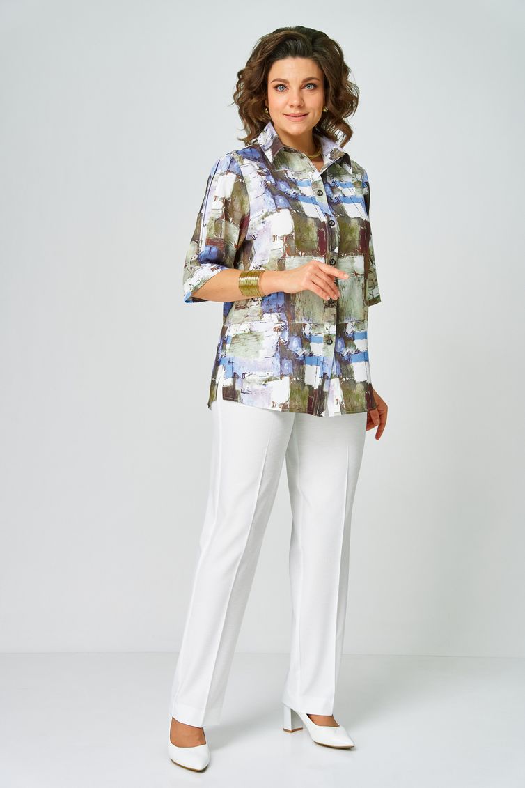 Блуза БелЭльСтиль арт. 881-336 голубой дизайн