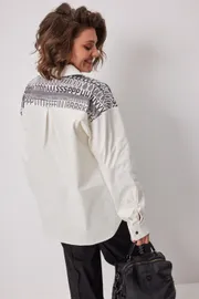 Bluzka BegiModa #4136 slivochno-seryj