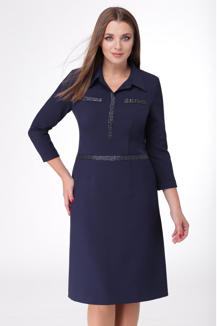 Dress Linia L #B-1672 temno-sin