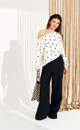 Блузка Elletto Life 13987 молочно-черный