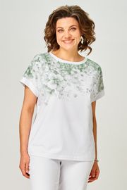 Блуза Rumoda арт. 2258 (короткий рукав) белый-зеленый