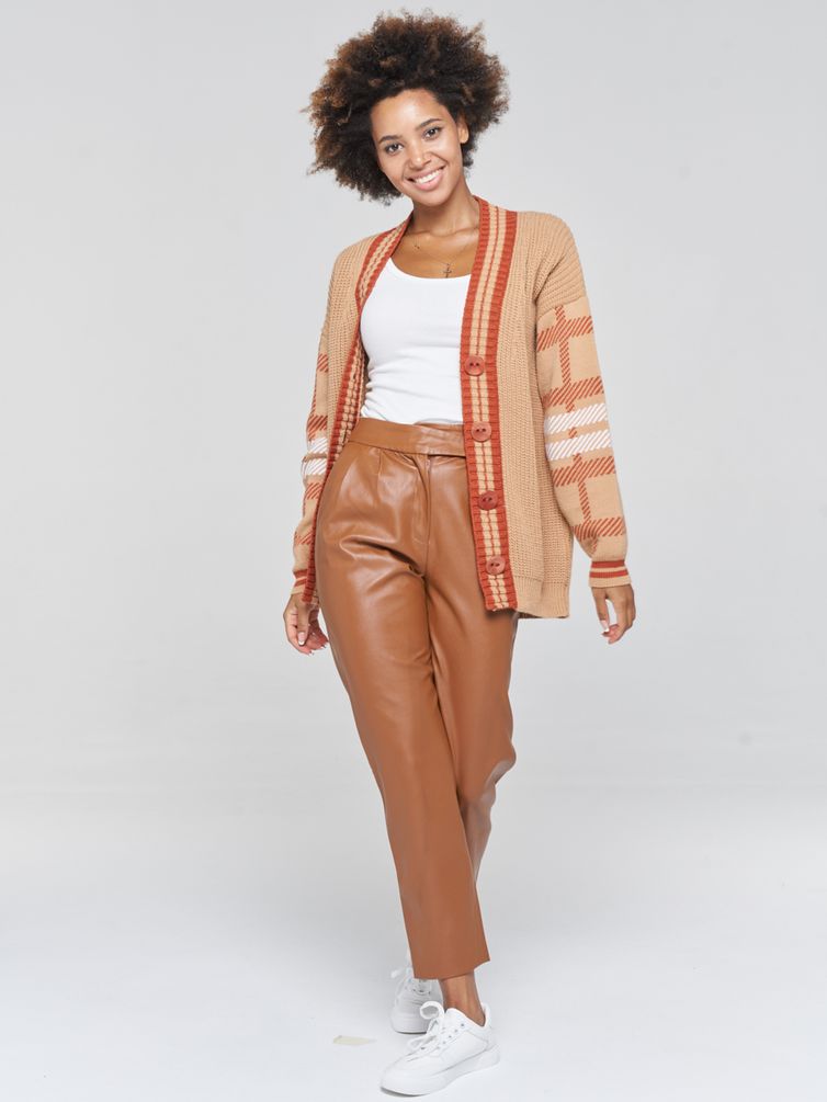 Джемперы, кардиганы, жакеты Newvay арт. BY202-14031 ириска тоффи/кленовый сироп/бел