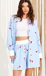 Блузка Elletto Life 13016 бело-голубой