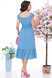 Платье DS Trend арт. П-3944-0199 (голубое с глубоким вырезом)