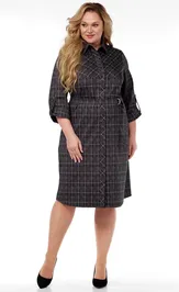 Dress LadyThreeStars 2474 kletka s malinovym