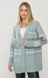 Кардиган Newvay 9242-91045 тополь серебристый/бел/титаниум