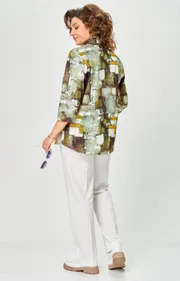 Blouse BelElStyle #877-326 zelenyj print
