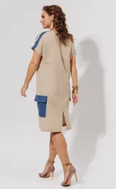 Платье Galean Style 967.1 беж+синий