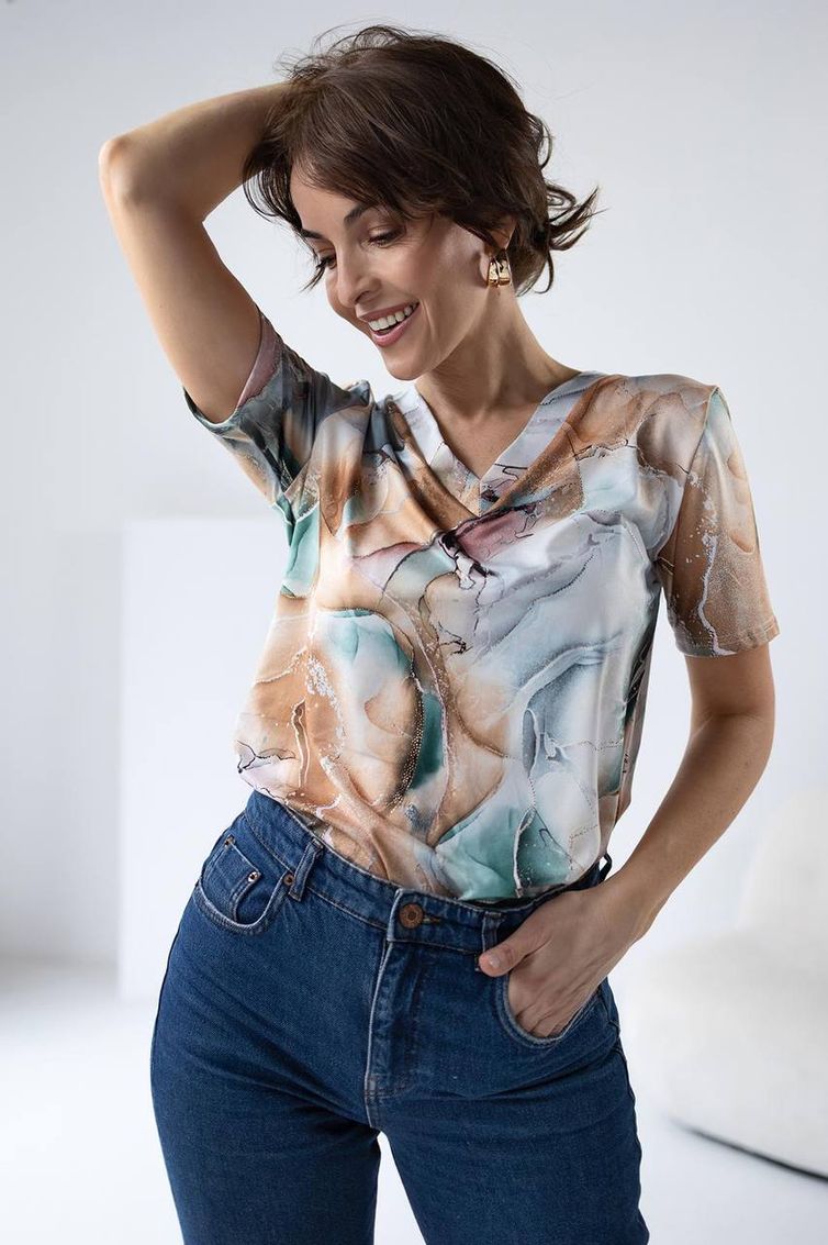 Blouse nika.pl #01055 Aga-5 sero-korich