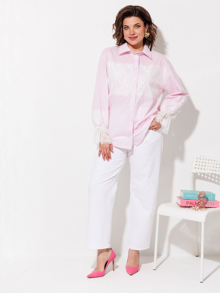 Блузка Anastasia MAK арт. 1352 розовый+полоска