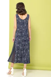 Платье DS Trend арт. П-4049-0138-05 (синее с шифоновыми клиньями)