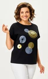 Блузки, туники Rumoda 2239 (короткий рукав) черный