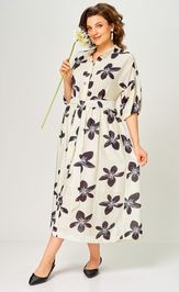 Платье Milora 1451 молочный/ темные цветы