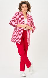 Костюм БелЭльСтиль 762-324/609-323 красный/полоска