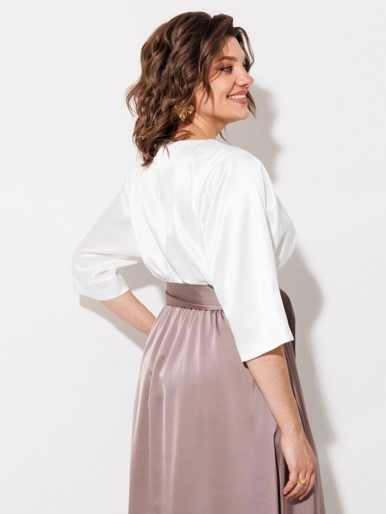 Платье Anastasia MAK арт. 1229 жемчужный+капучино