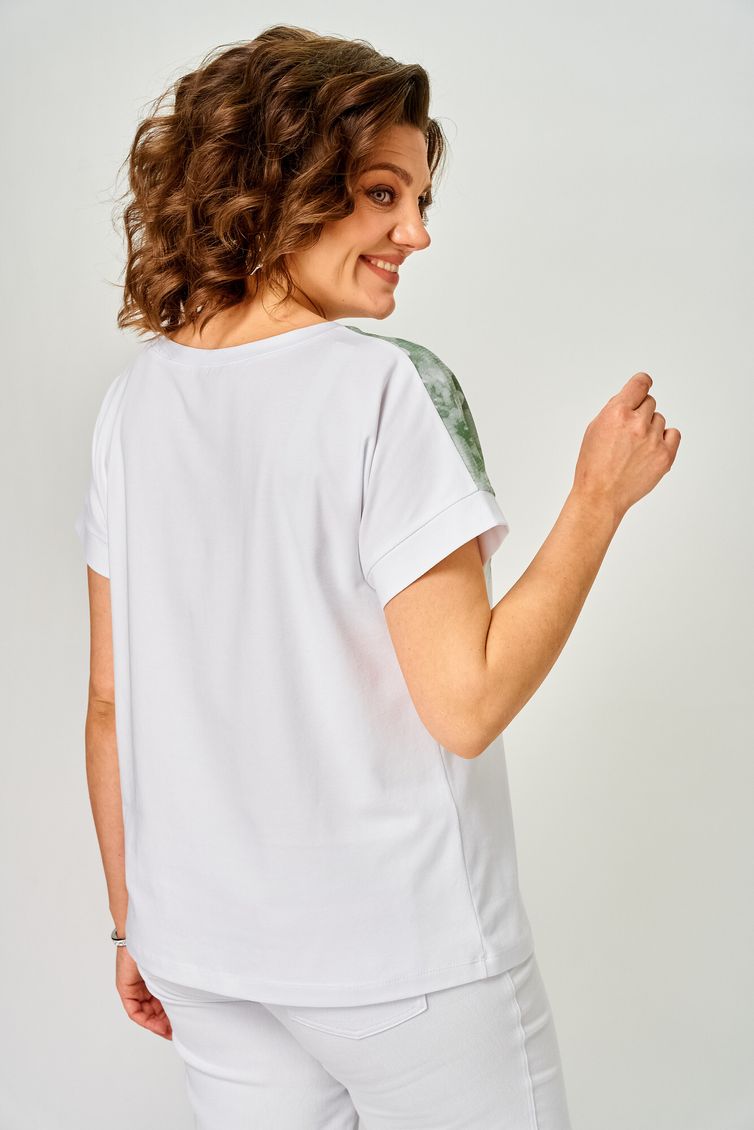 Блуза Rumoda арт. 2258 (короткий рукав) белый-зеленый