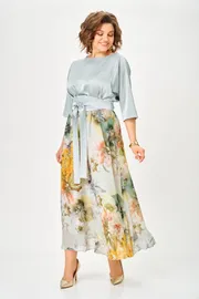 Sukienka Anastasia MAK #1229-Sh goluboj+cvety