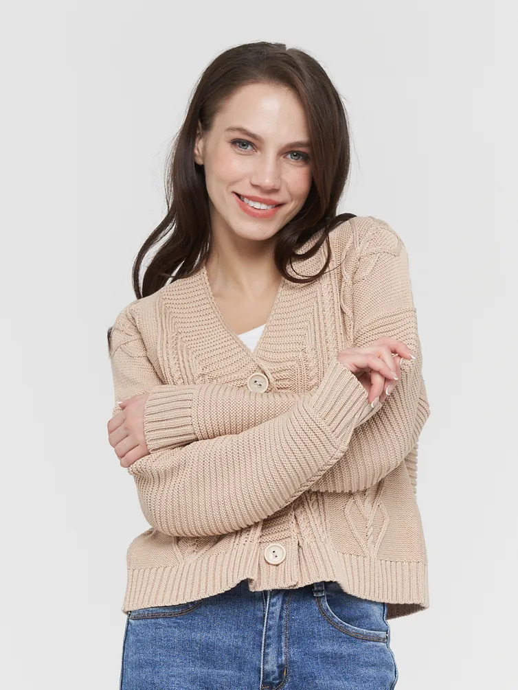 Swetry, kardigany, żakiety Newvay #BY211-14040 kapuchino