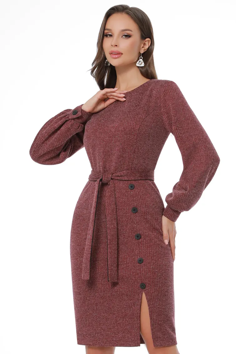 Sukienki DS Trend #P-4117-0325-05 (trikotazhnoe bordovoe s razrezom)
