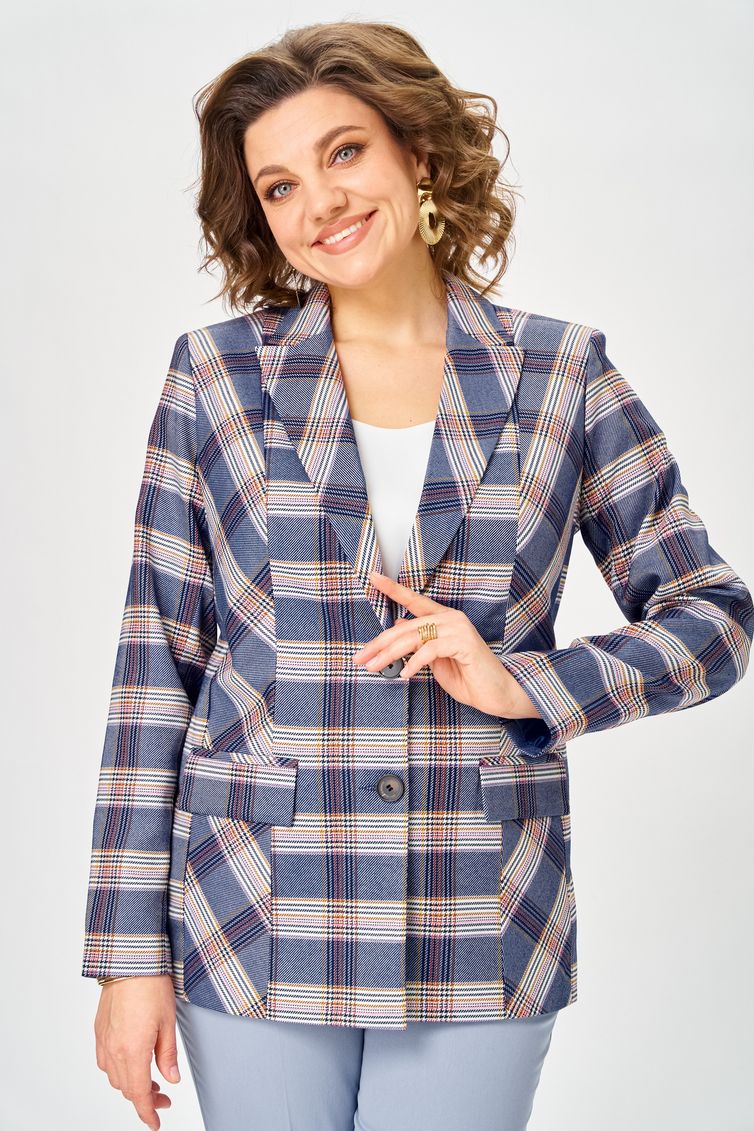 Żakiet BelElStyle #412-303 belo-sinyaya kletka