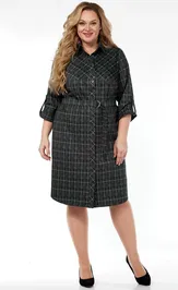 Dress LadyThreeStars 2473 kletka s izumrudnym