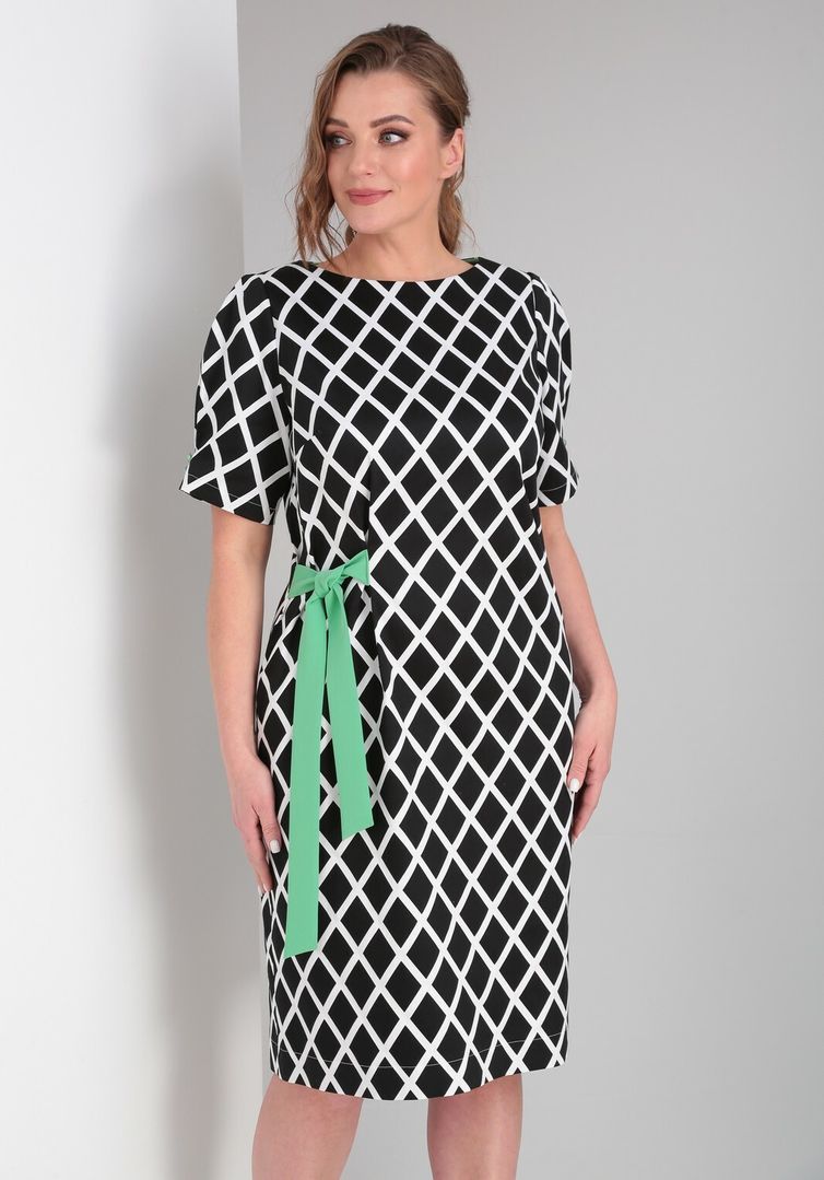 Платье Vilena-fashion арт. 807 черно-белый+ментол