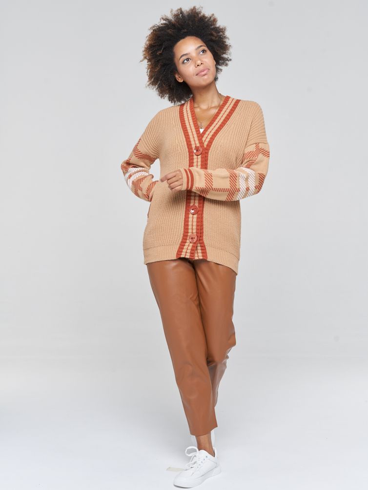 Джемперы, кардиганы, жакеты Newvay арт. BY202-14031 ириска тоффи/кленовый сироп/бел