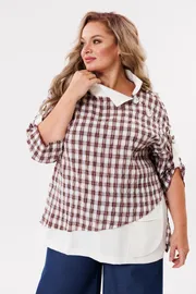 Блуза Michel Chic арт. 751/1 клетка, бежевый