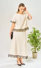 Костюм Ava fashion М-196 молочный-шампанское