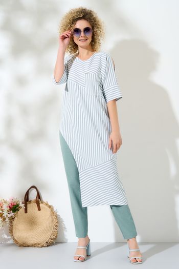 338 костюм брюки однотон бирюза