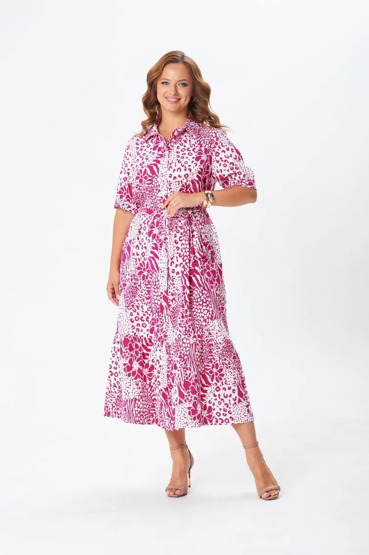 Dress GIZART #5126/2 fuksiya cvety