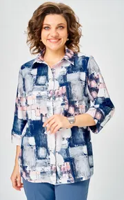 Bluzka BelElStyle #877-326 sinij dizajn